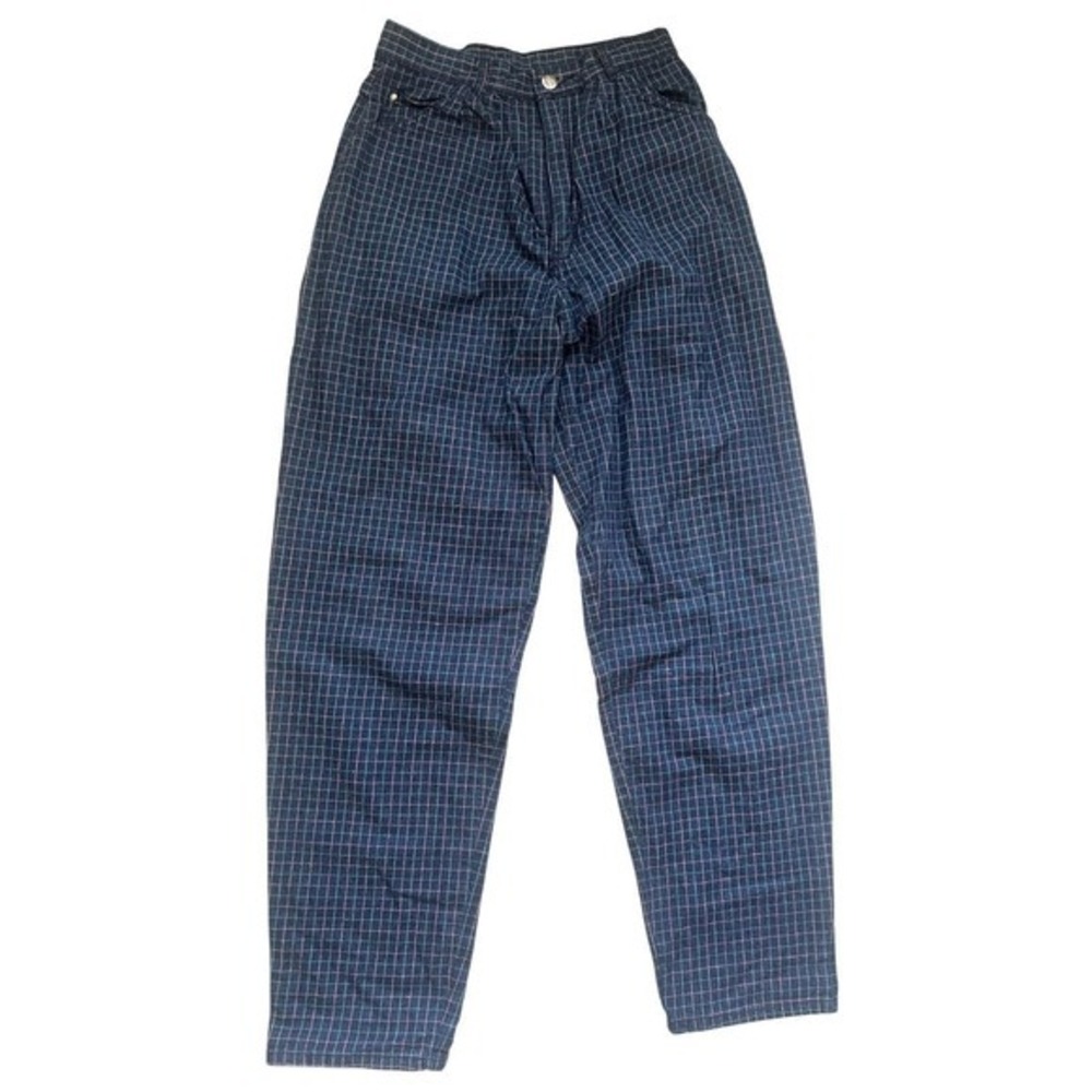 Gitano Plaid Pants Mens 8 Blue Excellence Vintage 100% Cotton‎ 31.5x43